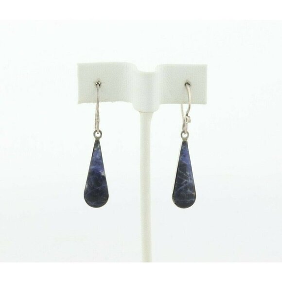 Sterling Silver Blue Sodalite Earrings Dangle Drop Earrings - Picture 5 of 7